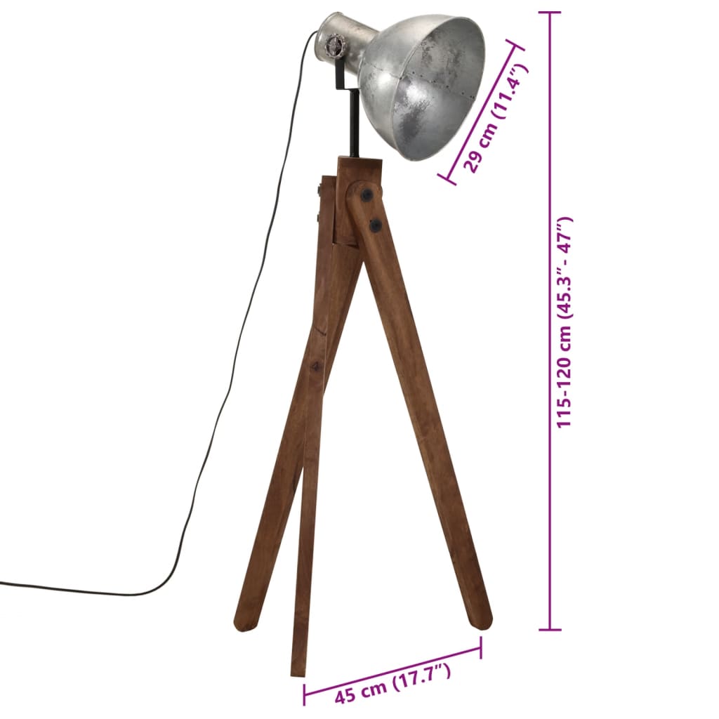 Floor Lamp 25 W Vintage Silver 45x45x120 cm E27