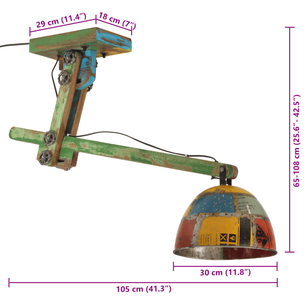 Ceiling light 25 W Multi-colored 105x30x65-108 cm E27