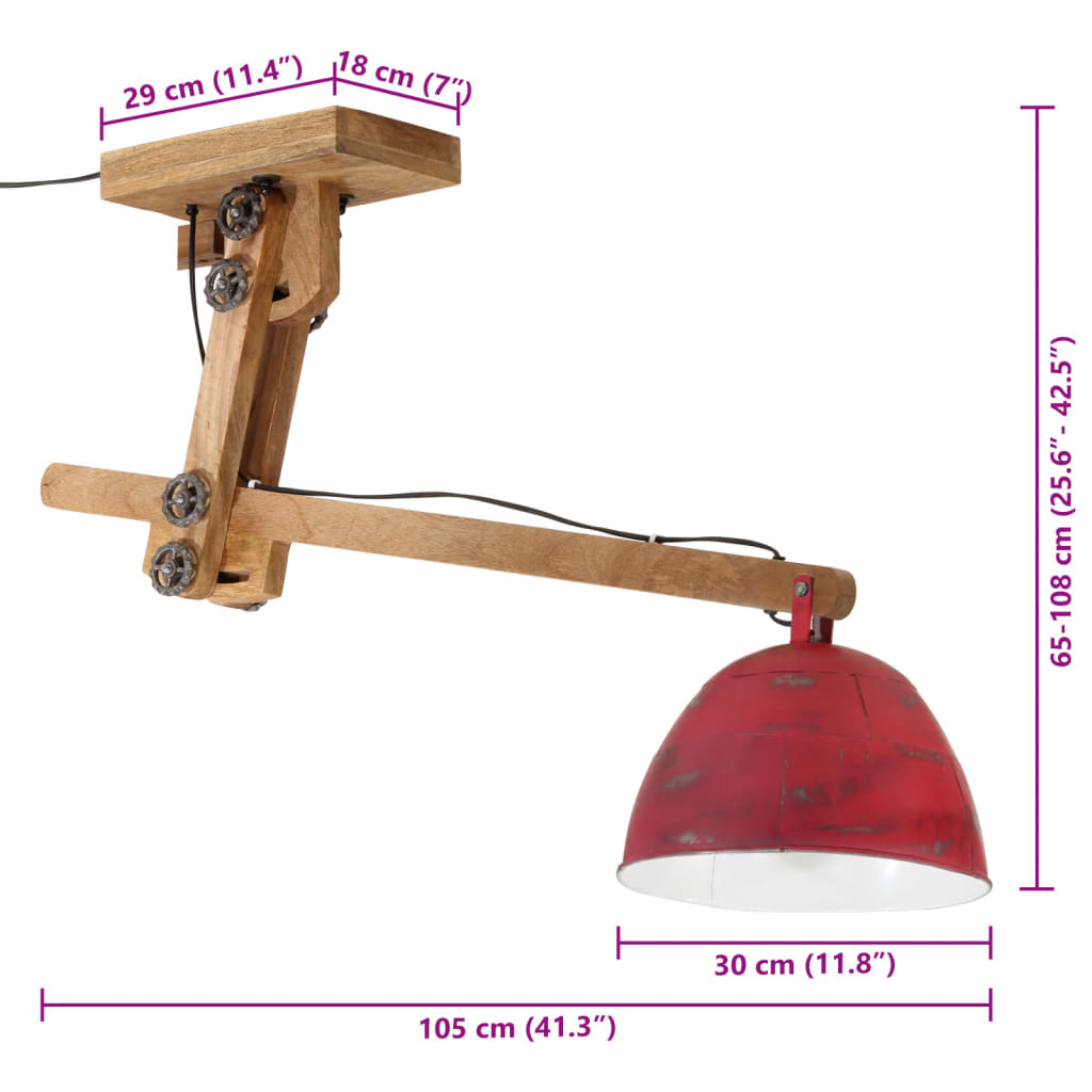 Ceiling light 25 W Red 105x30x65-108 cm E27