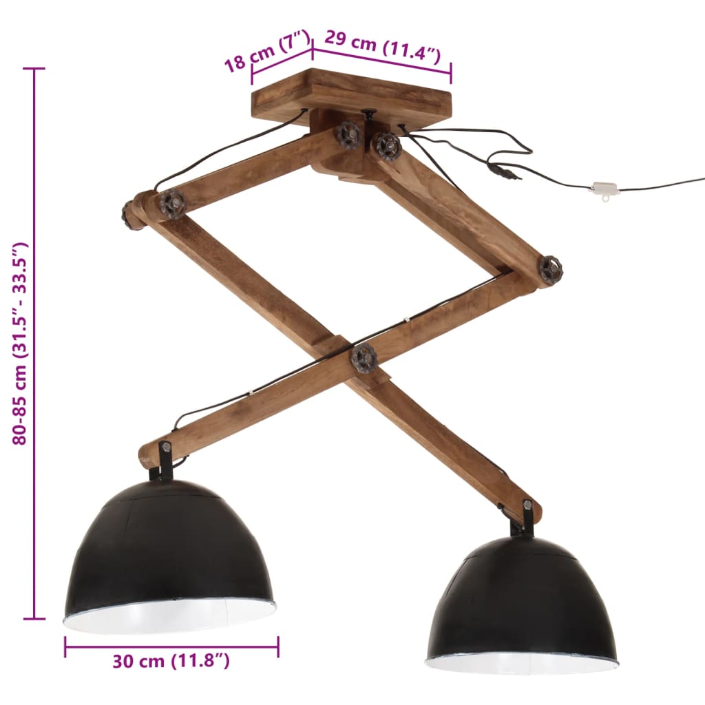 Ceiling light 25 W Black 29x18x85 cm E27