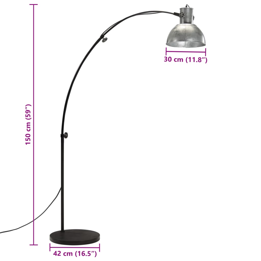 Floor Lamp 25 W Vintage Silver 150 cm E27