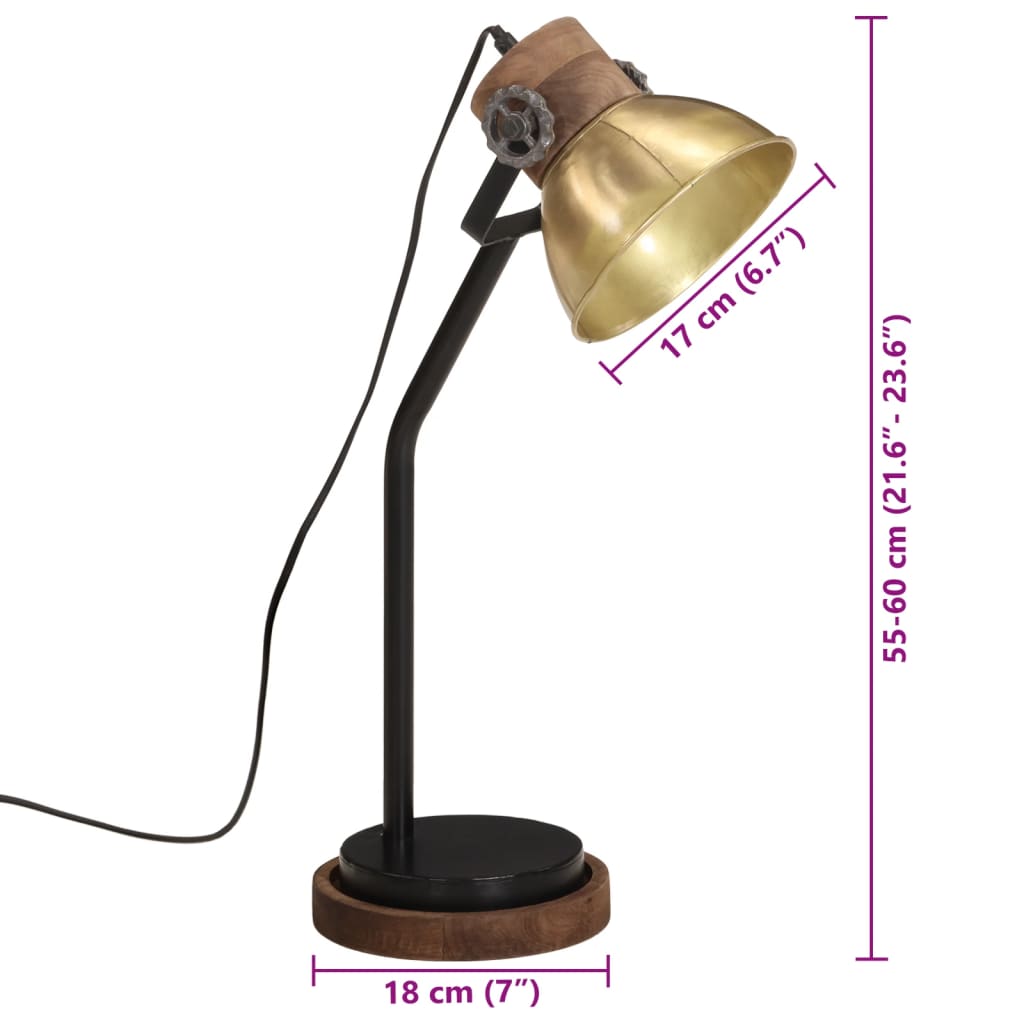 Desk Lamp 25 W Antique Brass 18x18x60 cm E27