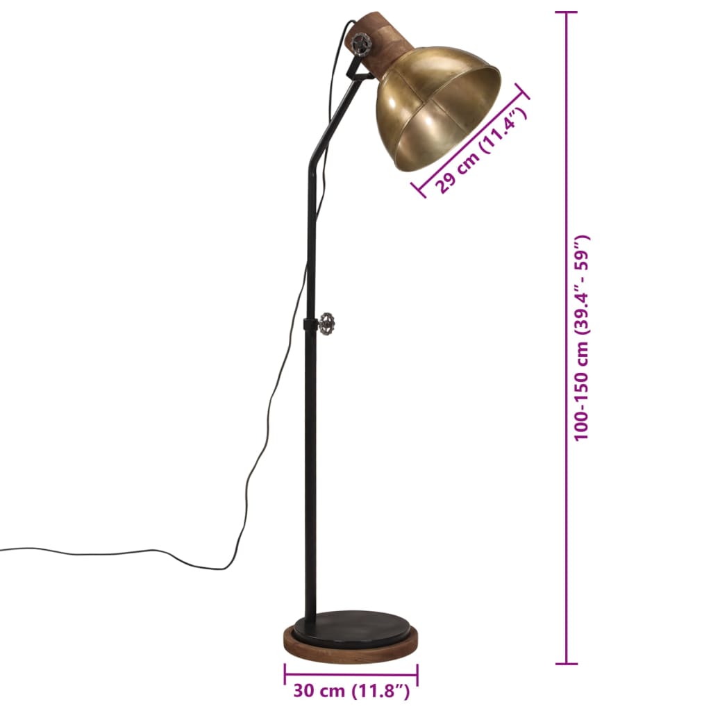 Floor Lamp 25 W Antique Brass 30x30x100-150 cm E27