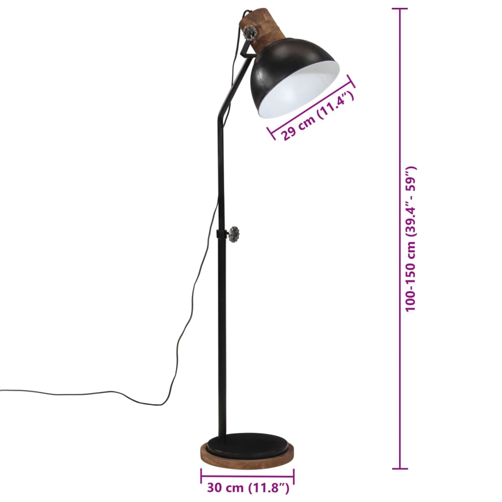 Floor Lamp 25 W Black 30x30x100-150 cm E27