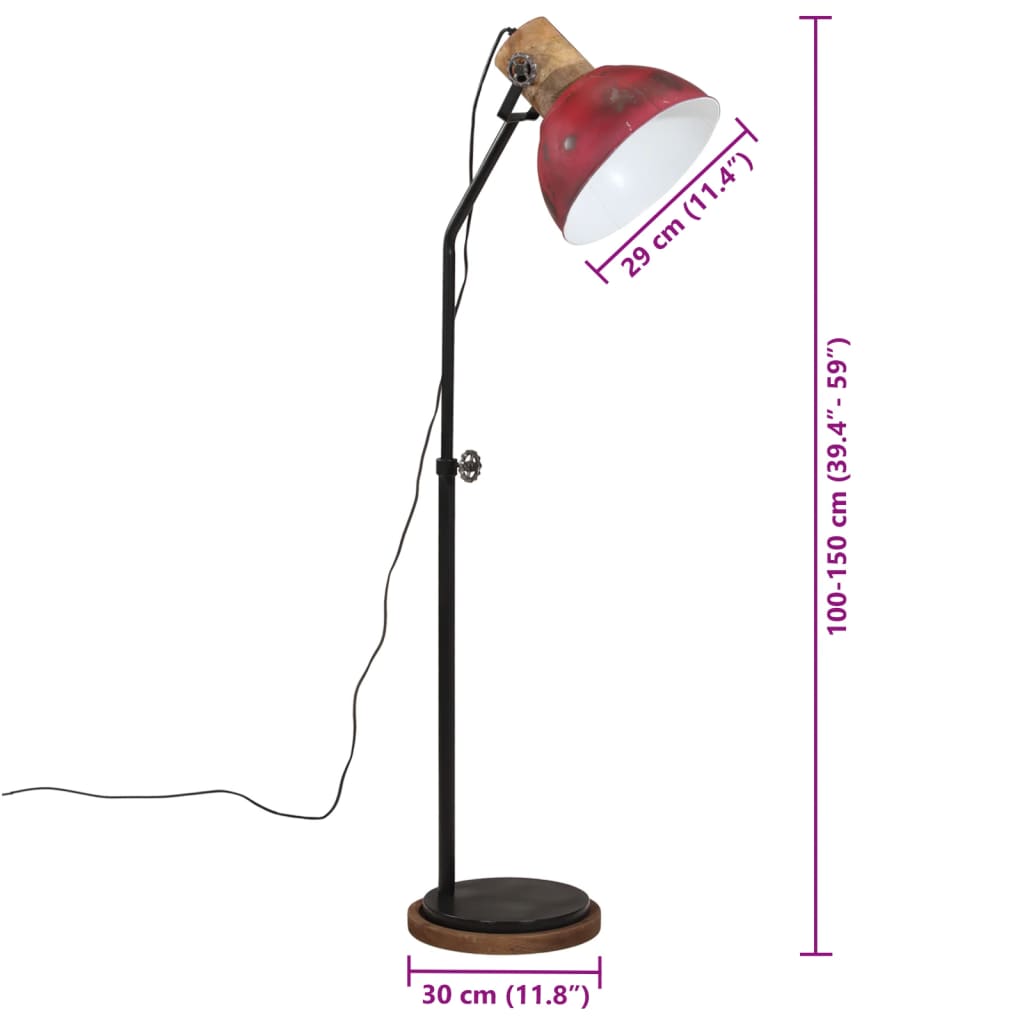 Floor Lamp 25 W Red 30x30x100-150 cm E27