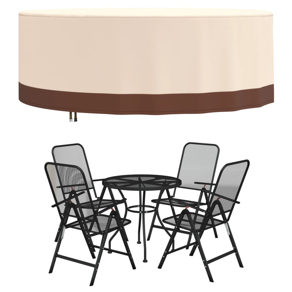 Garden Furniture Cover Round Beige Ø 244x71 cm 600D Oxford