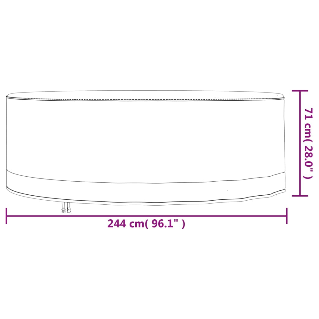 Garden Furniture Cover Round Beige Ø 244x71 cm 600D Oxford