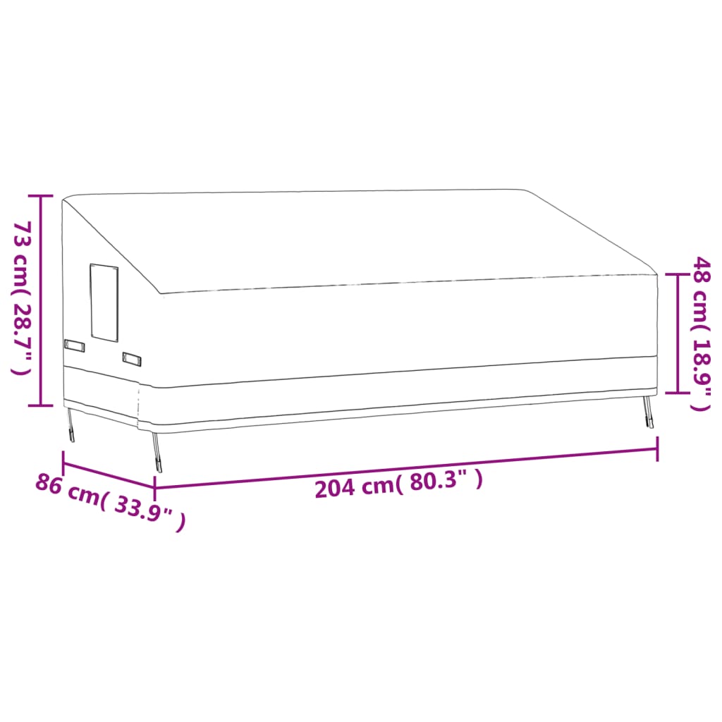 Cover for 3-seater bench Beige 204x86x48/73 cm 600D Oxford