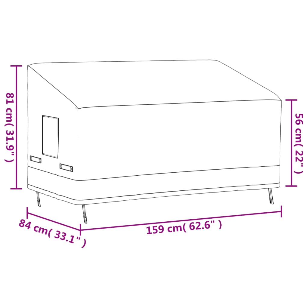 Cover for 3-seater bench Beige 159x84x56/81 cm 600D Oxford