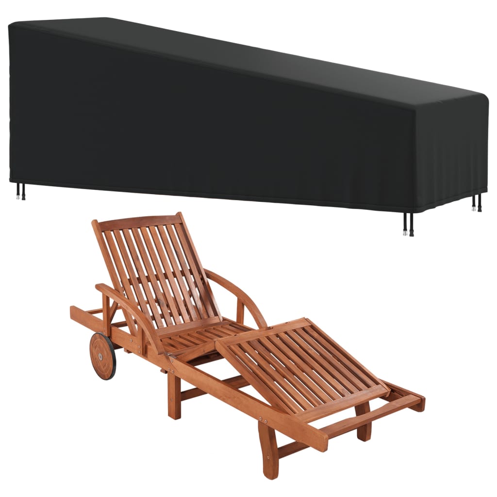 Sun Lounger Cover Black 210x80x45/75 cm 420D Oxford