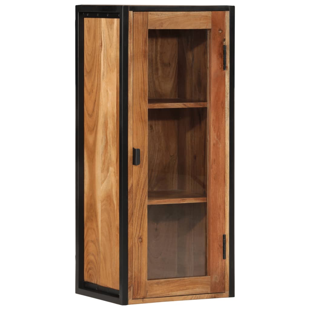 Bathroom wall cabinet 40x30x90 cm solid acacia wood and iron