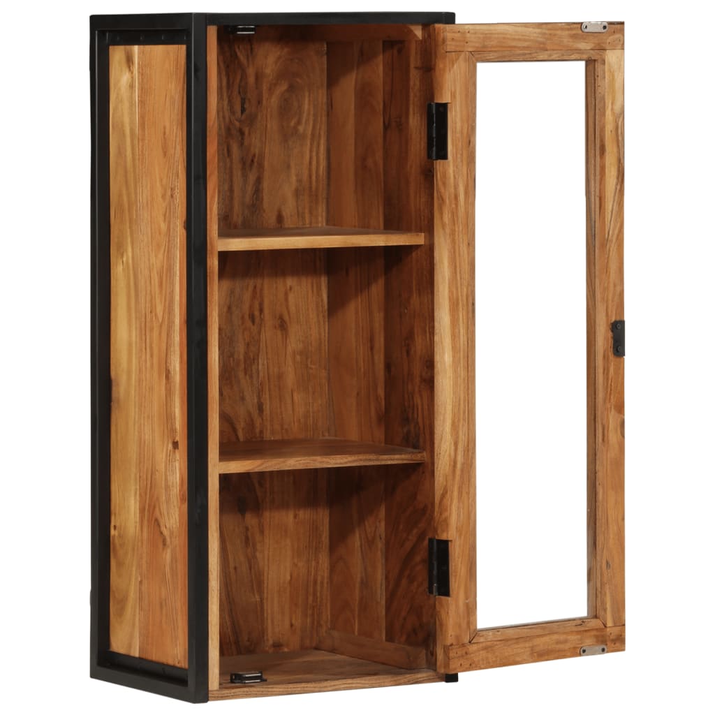 Bathroom wall cabinet 40x30x90 cm solid acacia wood and iron