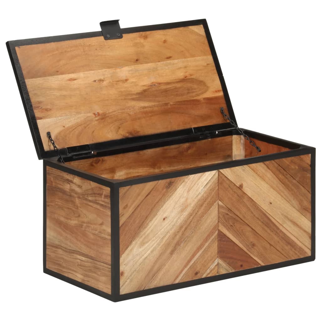 Chest 60x30x30 cm solid wood acacia and iron