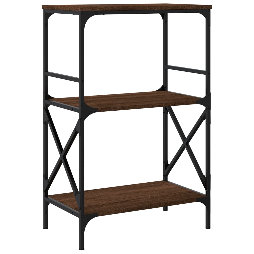 Bookcase 3 Shelves Brown Oak 59x35x90.5 cm Wood Material