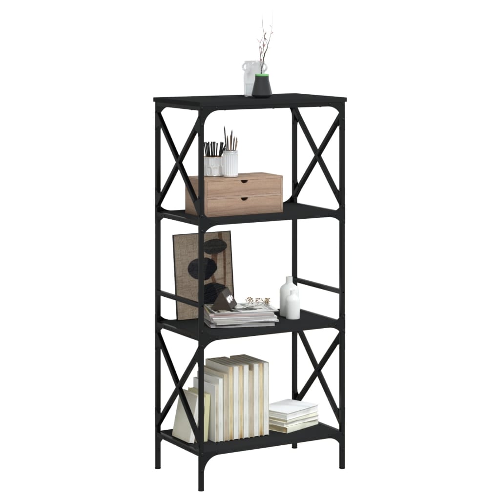 Bookcase 4 Shelves Black 59x35x132 cm Wood Material