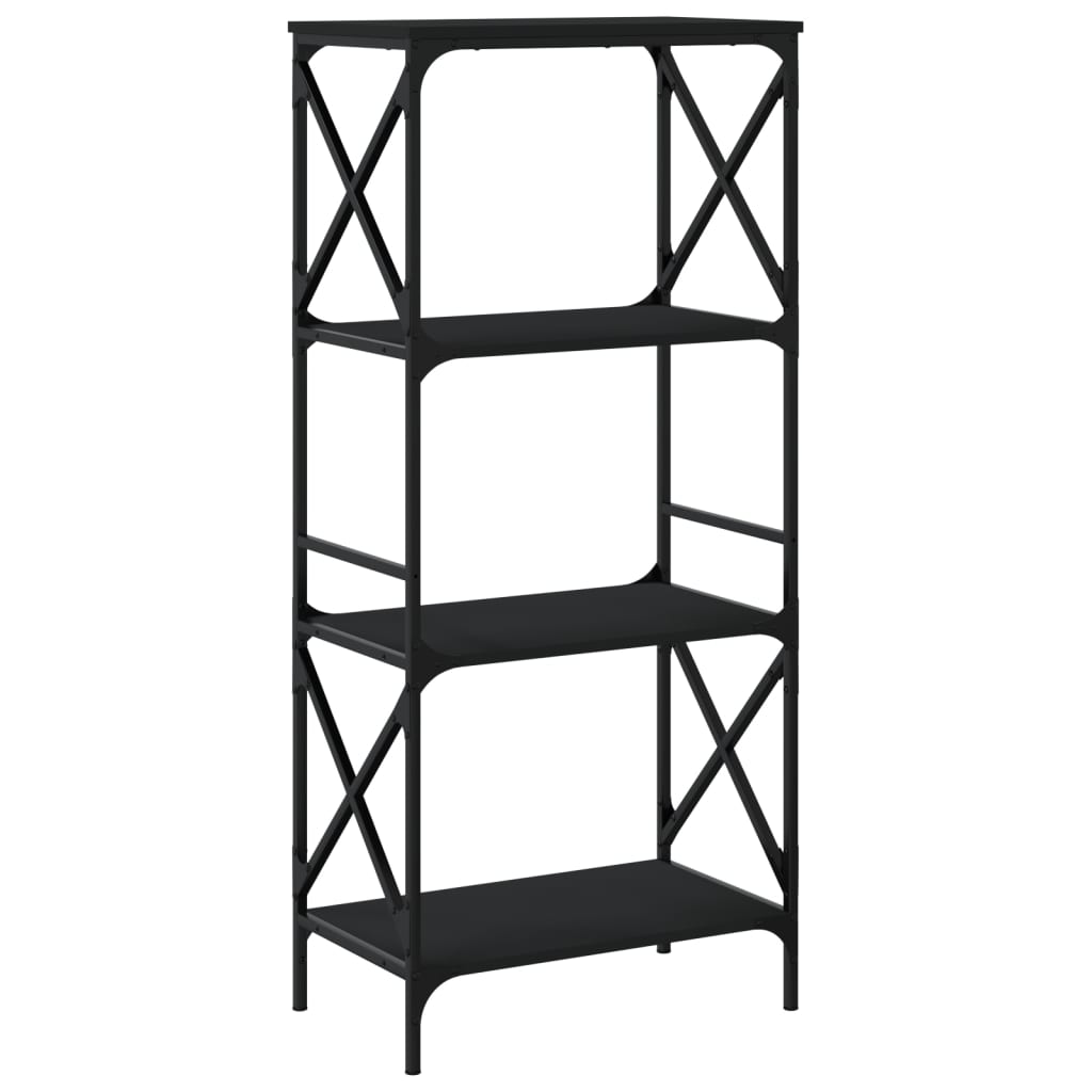 Bookcase 4 Shelves Black 59x35x132 cm Wood Material