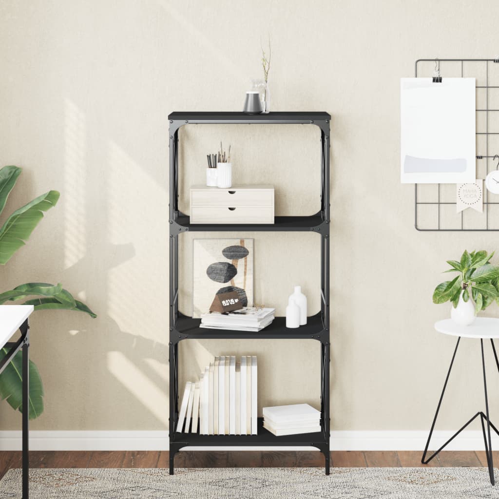 Bookcase 4 Shelves Black 59x35x132 cm Wood Material