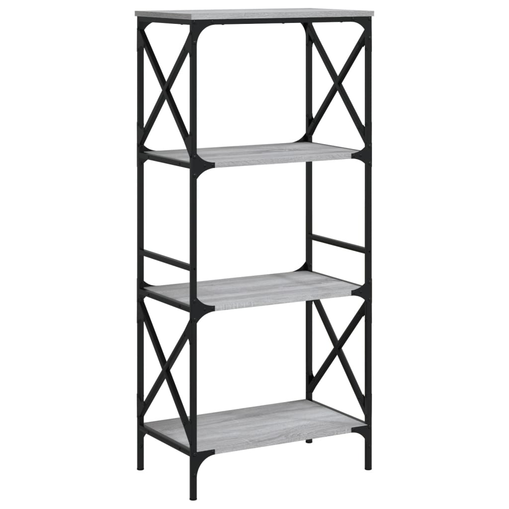 Bookcase 4 Shelves Grey Sonoma 59x35x132 cm Wood Material