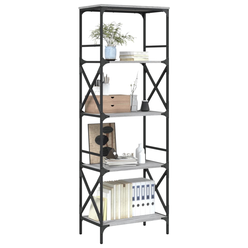 Bookcase 5 Shelves Grey Sonoma 59x35x171 cm Wood Material