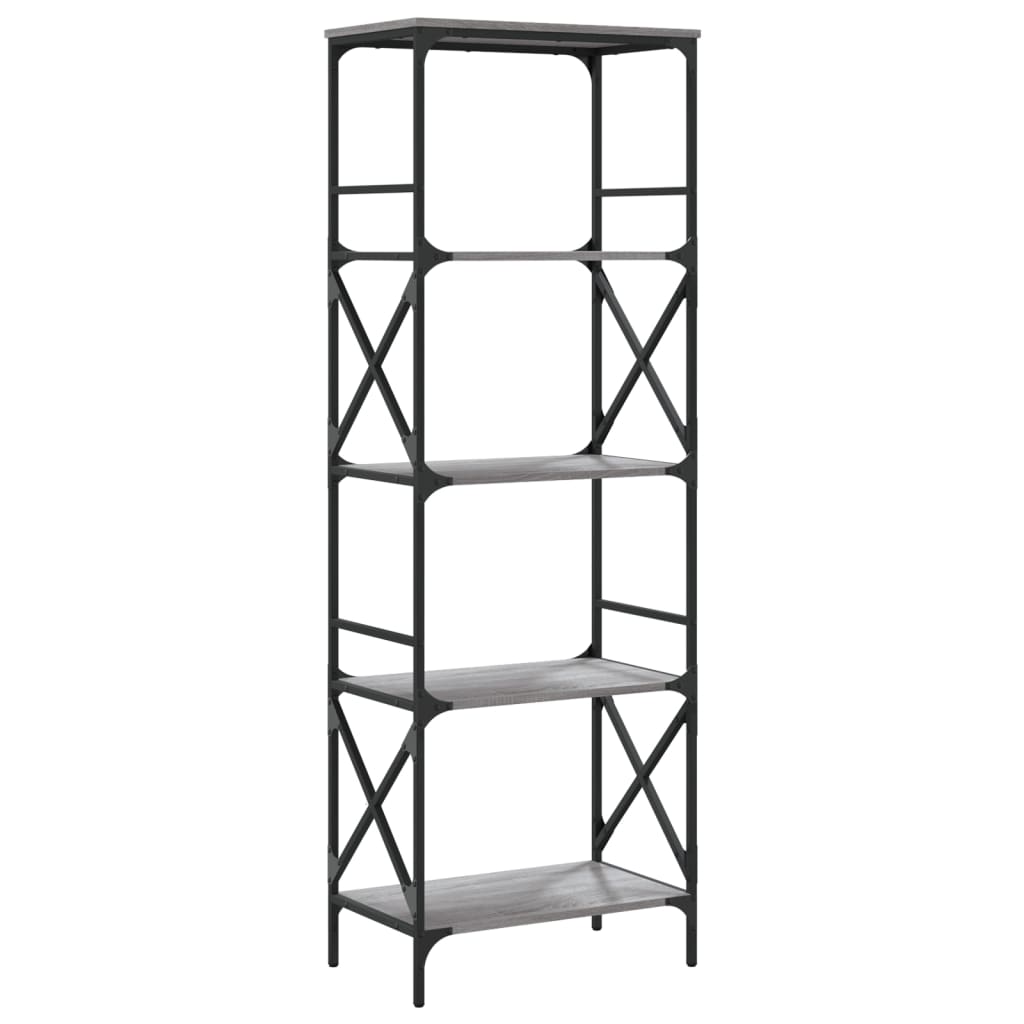 Bookcase 5 Shelves Grey Sonoma 59x35x171 cm Wood Material