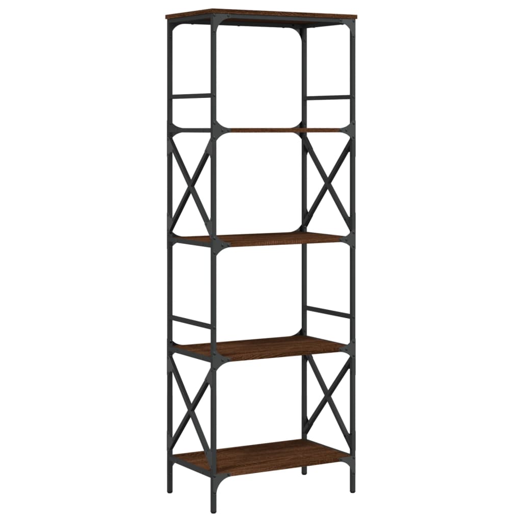 Bookcase 5 Shelves Brown Oak Look 59x35x171cm Wood Material