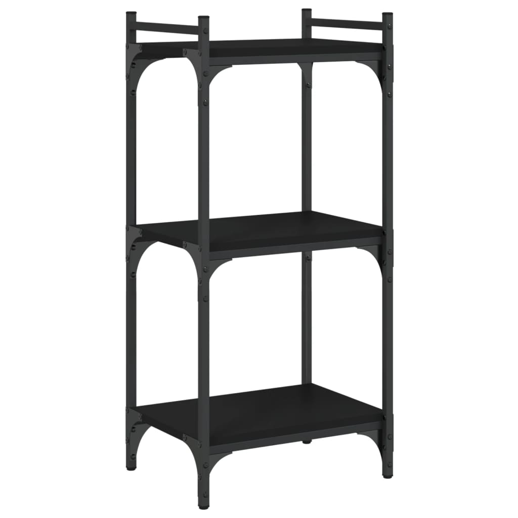 Bookcase 3 Shelves Black 40x30x86 cm Wood Material