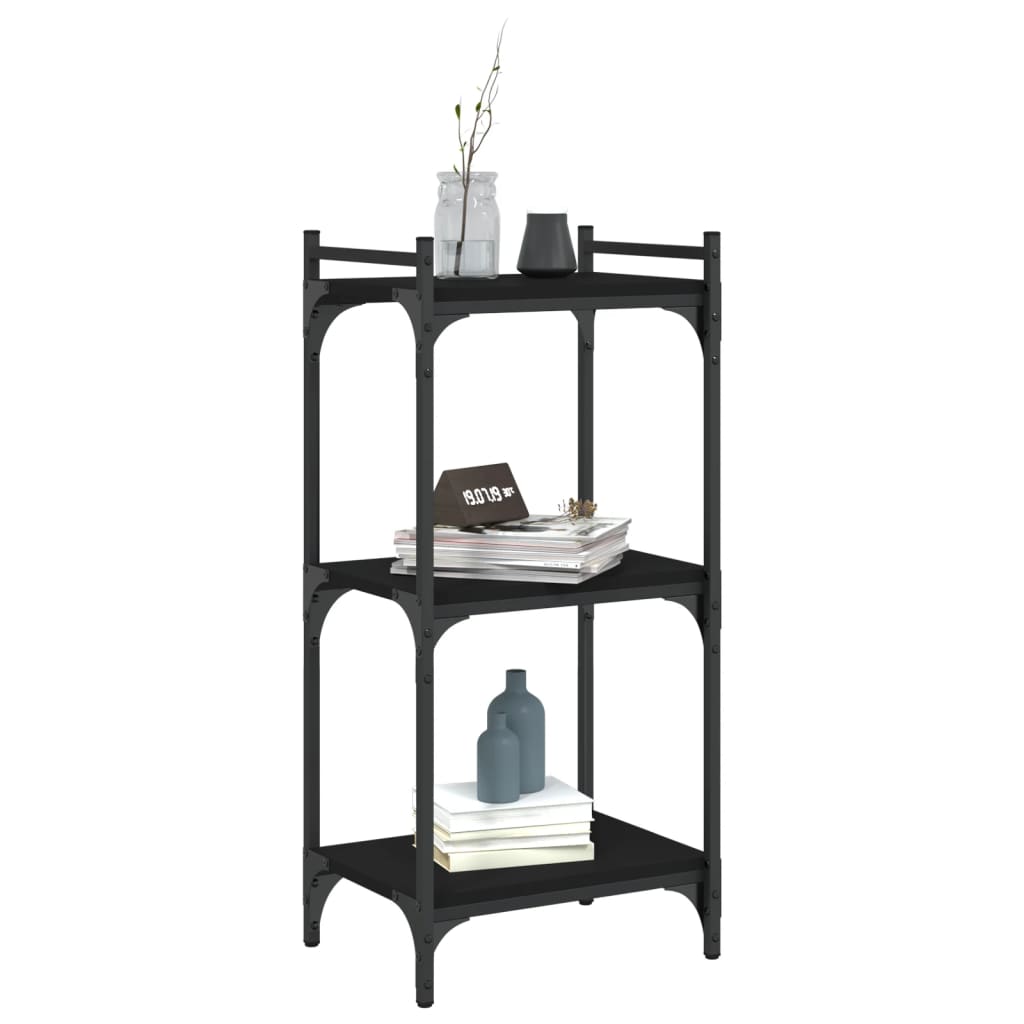 Bookcase 3 Shelves Black 40x30x86 cm Wood Material