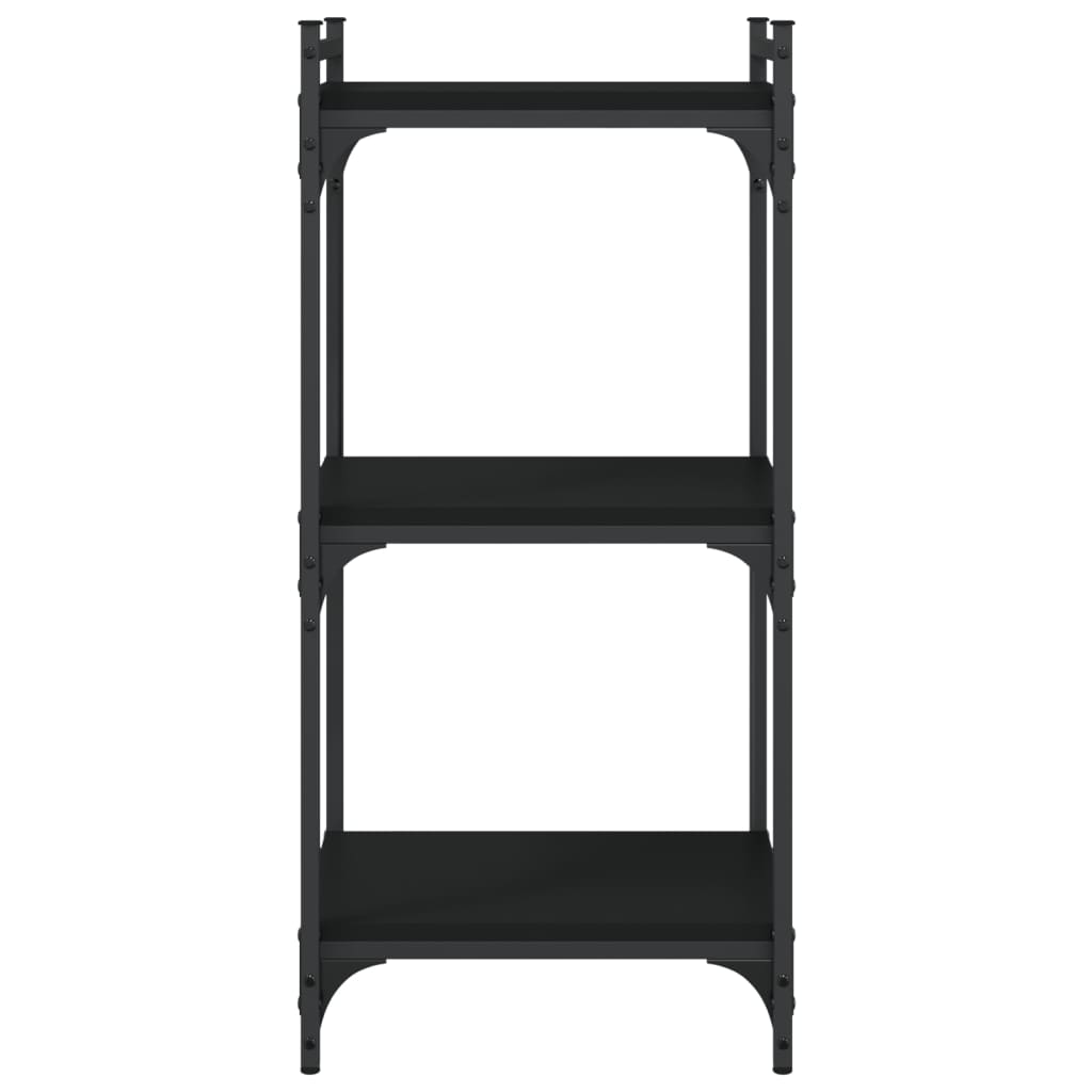 Bookcase 3 Shelves Black 40x30x86 cm Wood Material