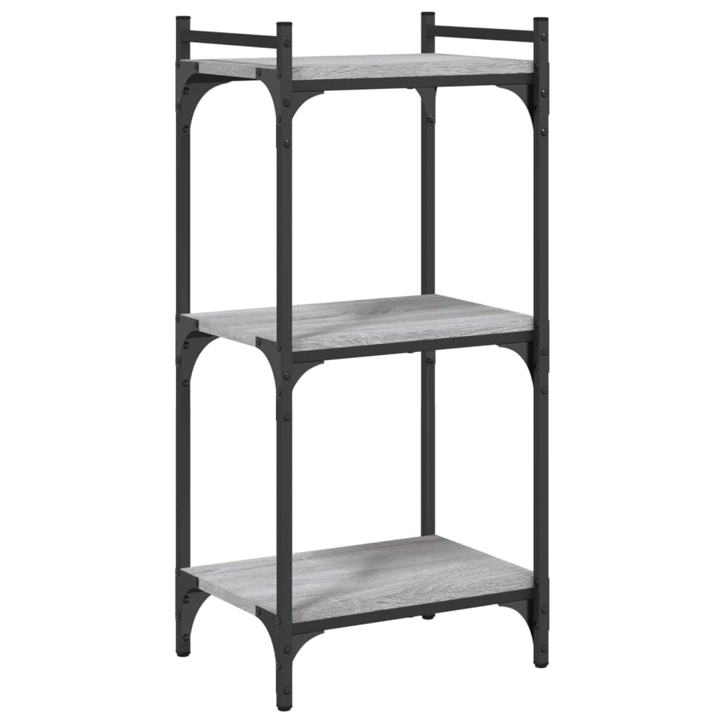 Bookcase 3 Shelves Grey Sonoma 40x30x86 cm Wood Material