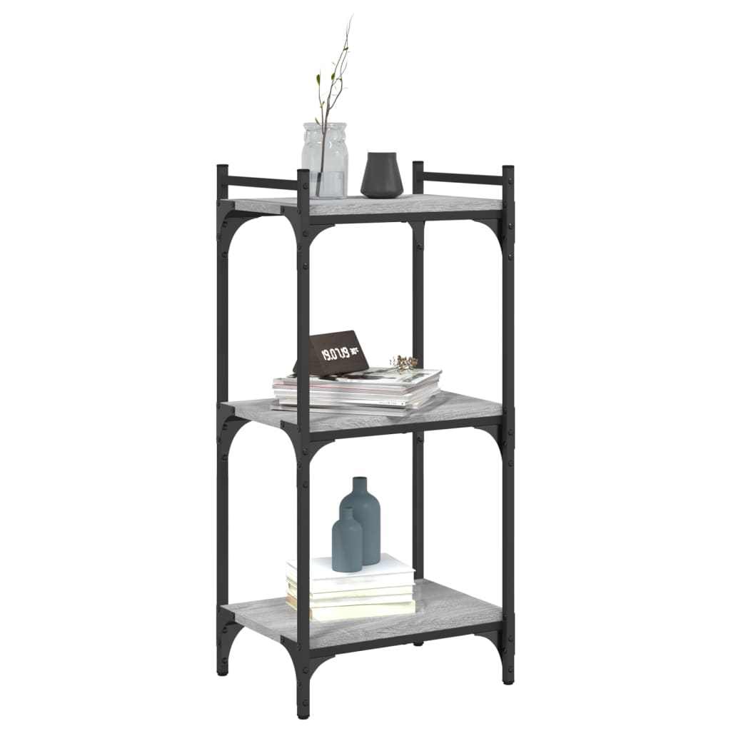 Bookcase 3 Shelves Grey Sonoma 40x30x86 cm Wood Material