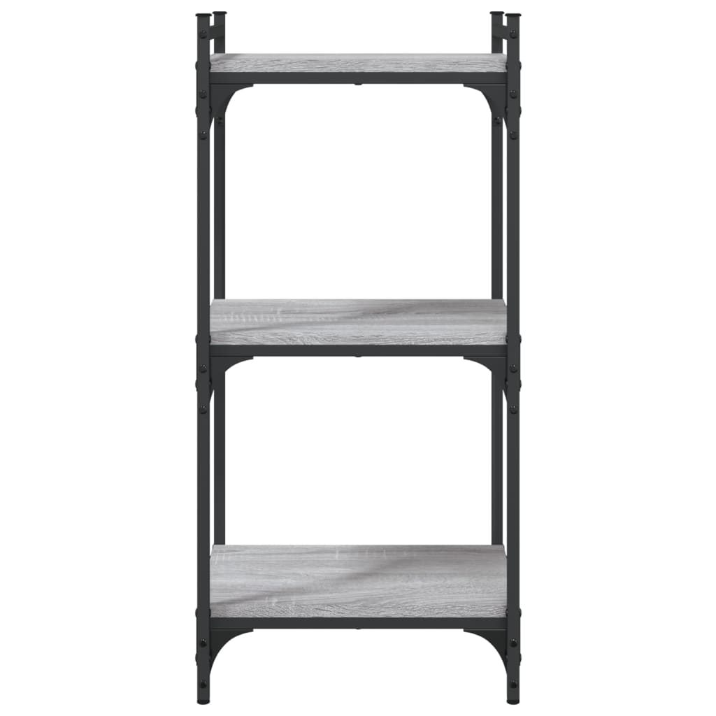 Bookcase 3 Shelves Grey Sonoma 40x30x86 cm Wood Material