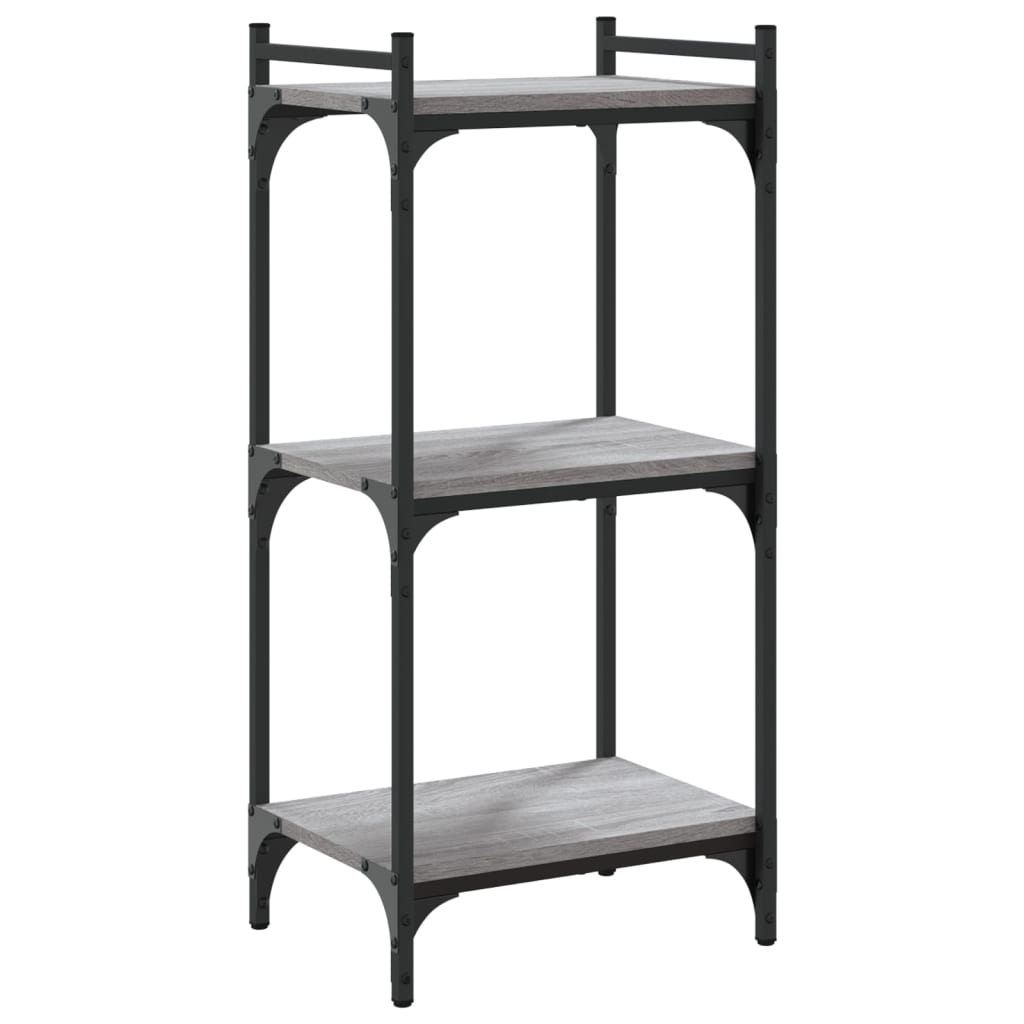 Bookcase 3 Shelves Grey Sonoma 40x30x86 cm Wood Material