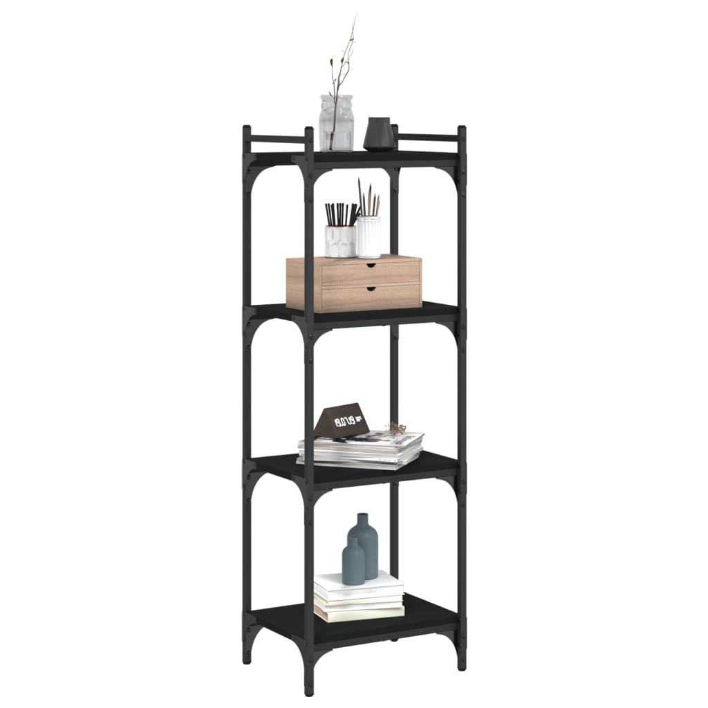 Bookcase 4 Shelves Black 40x30x120 cm Wood Material