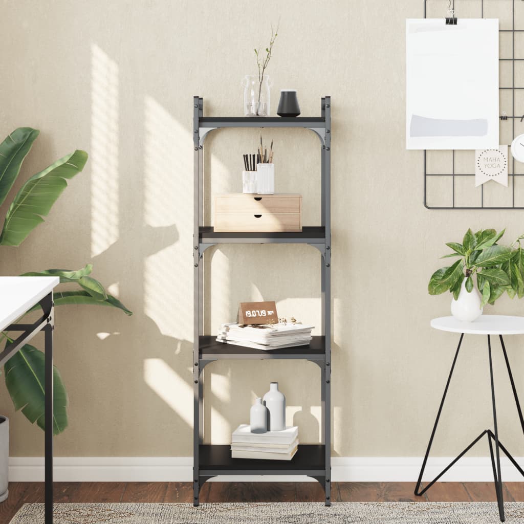 Bookcase 4 Shelves Black 40x30x120 cm Wood Material