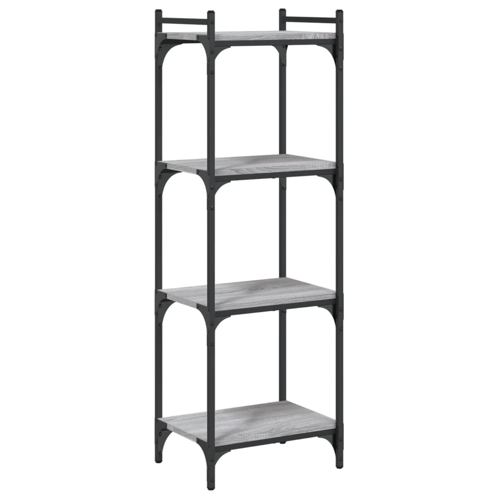 Bookcase 4 Shelves Grey Sonoma 40x30x120 cm Wood Material