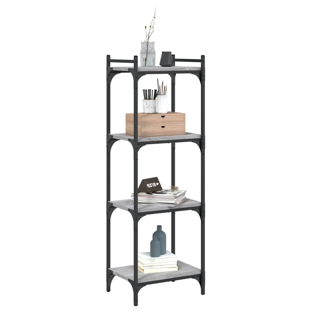 Bookcase 4 Shelves Grey Sonoma 40x30x120 cm Wood Material