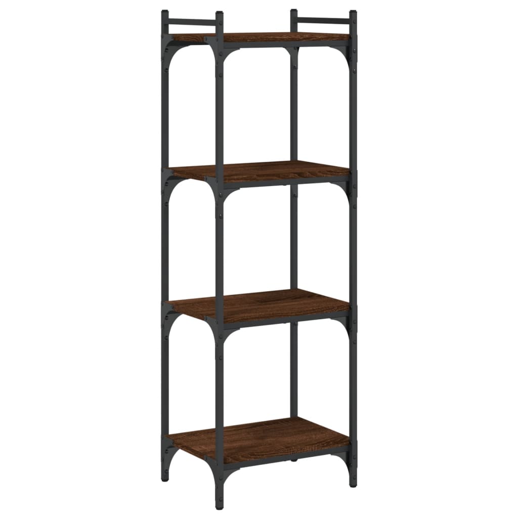 Bookcase 4 Shelves Brown Oak Look 40x30x120cm Wood Material