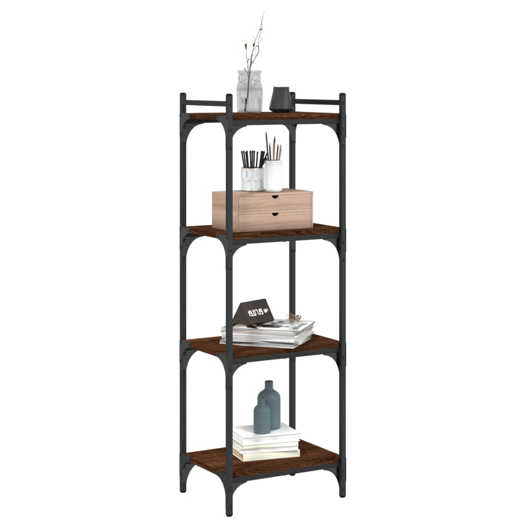 Bookcase 4 Shelves Brown Oak Look 40x30x120cm Wood Material