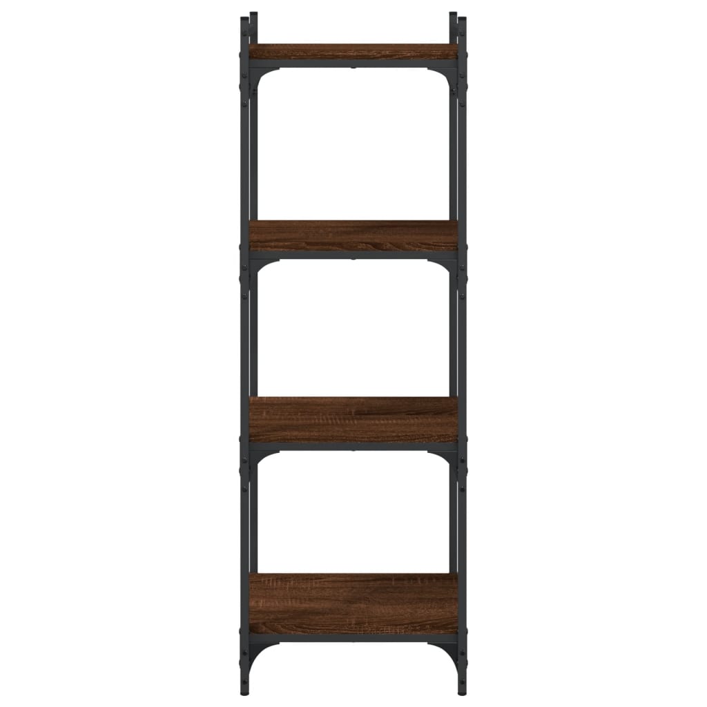 Bookcase 4 Shelves Brown Oak Look 40x30x120cm Wood Material