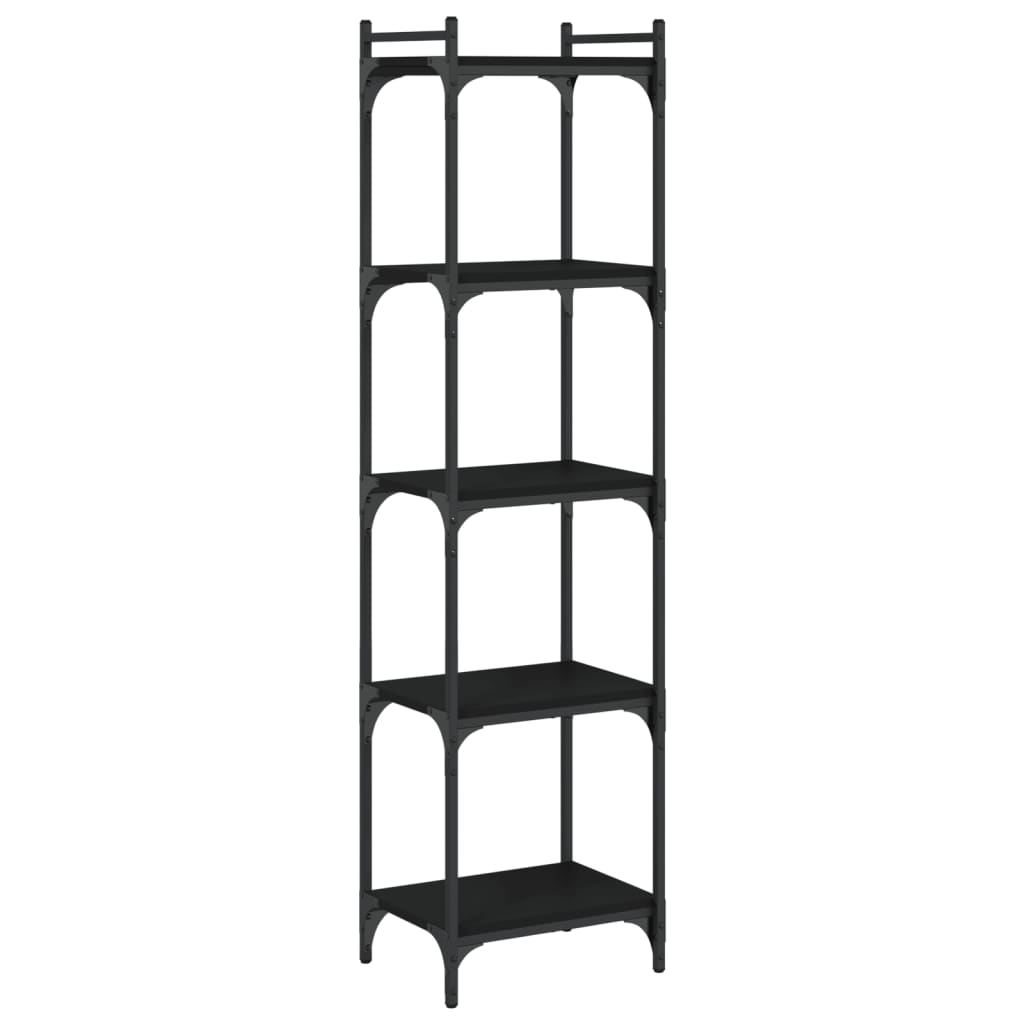 Bookcase 5 Shelves Black 40x30x154 cm Wood Material