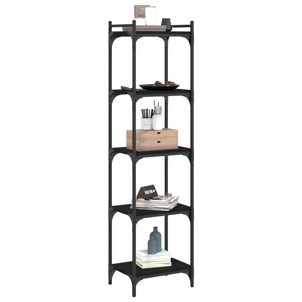 Bookcase 5 Shelves Black 40x30x154 cm Wood Material