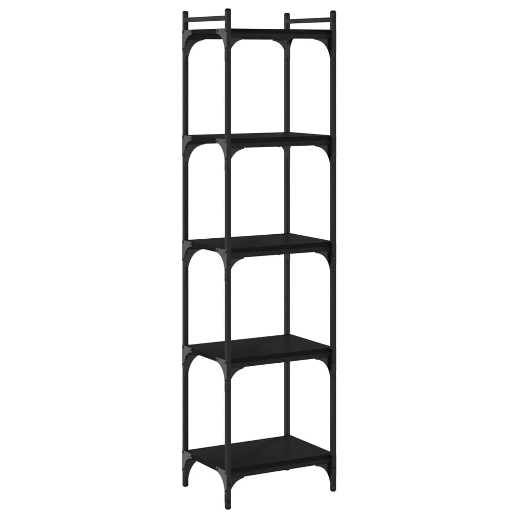 Bookcase 5 Shelves Black 40x30x154 cm Wood Material