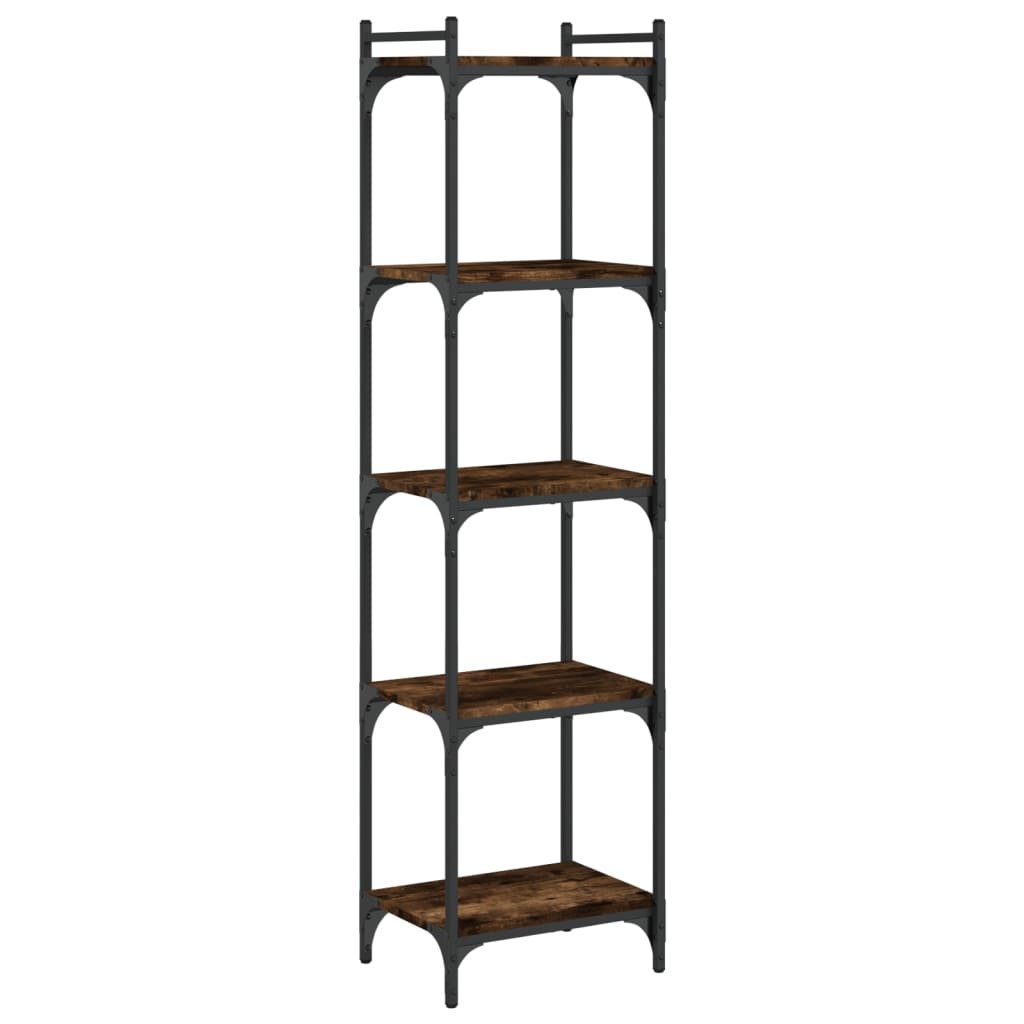 Bookcase 5 shelves smoked oak 40x30x154 cm wood material