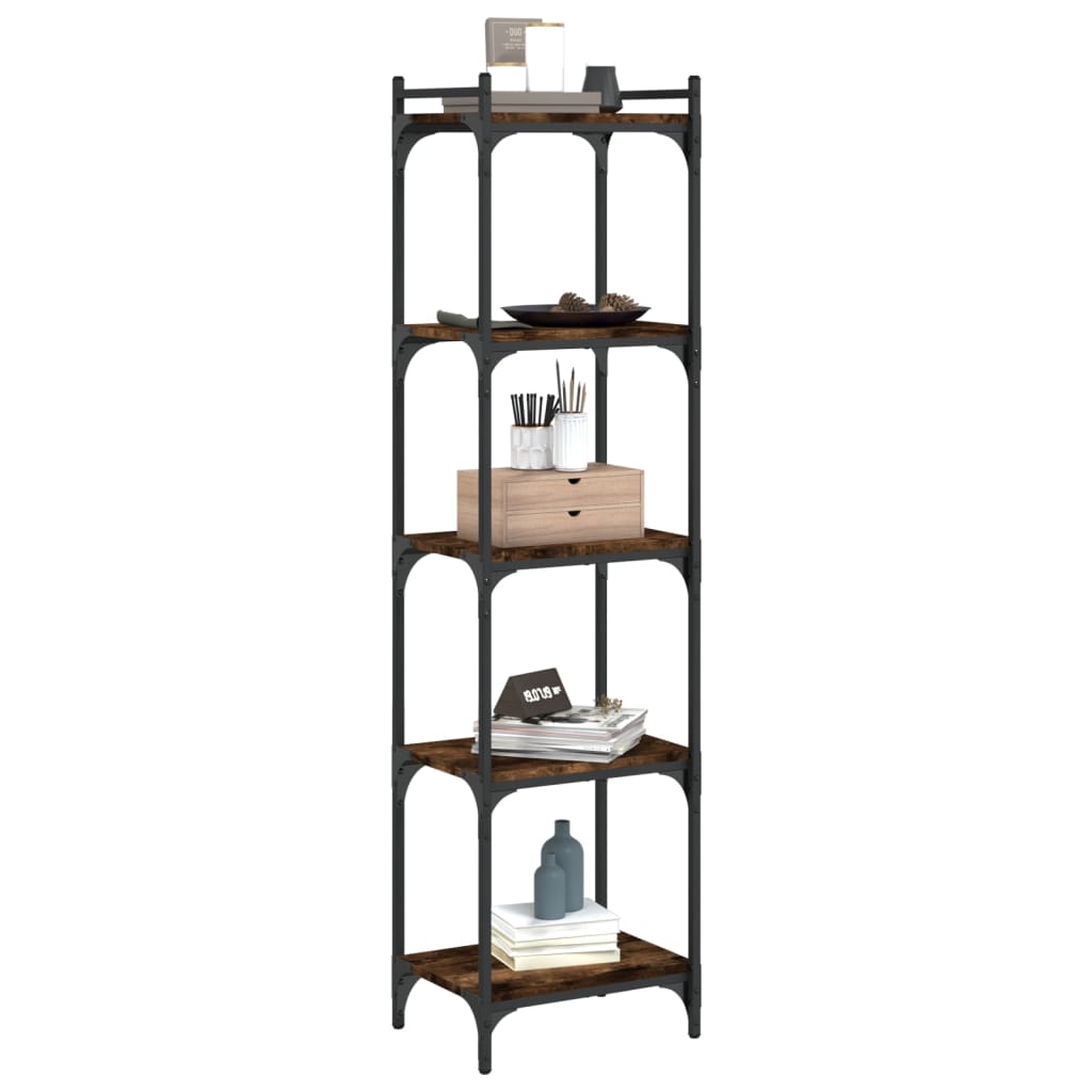 Bookcase 5 shelves smoked oak 40x30x154 cm wood material