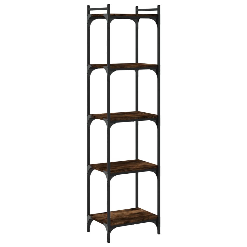 Bookcase 5 shelves smoked oak 40x30x154 cm wood material