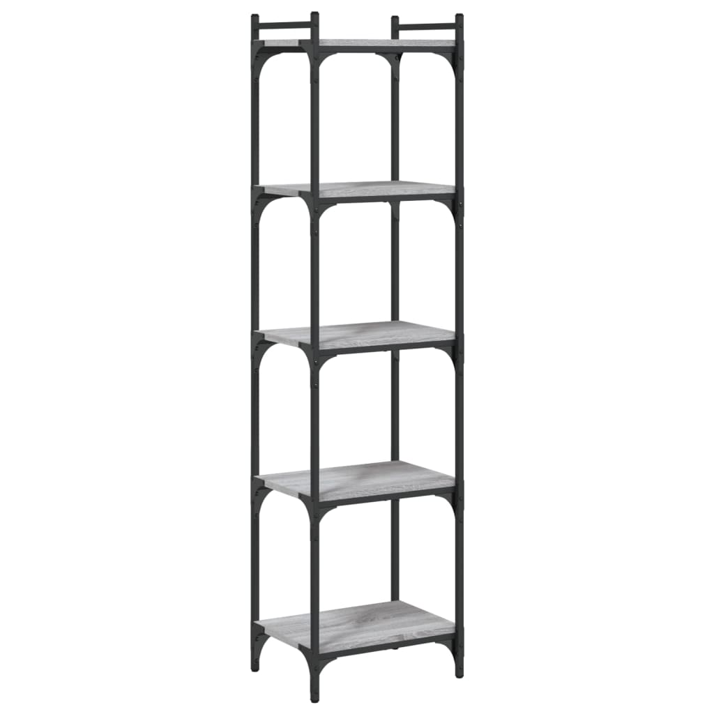 Bookcase 5 Shelves Grey Sonoma 40x30x154 cm Wood Material