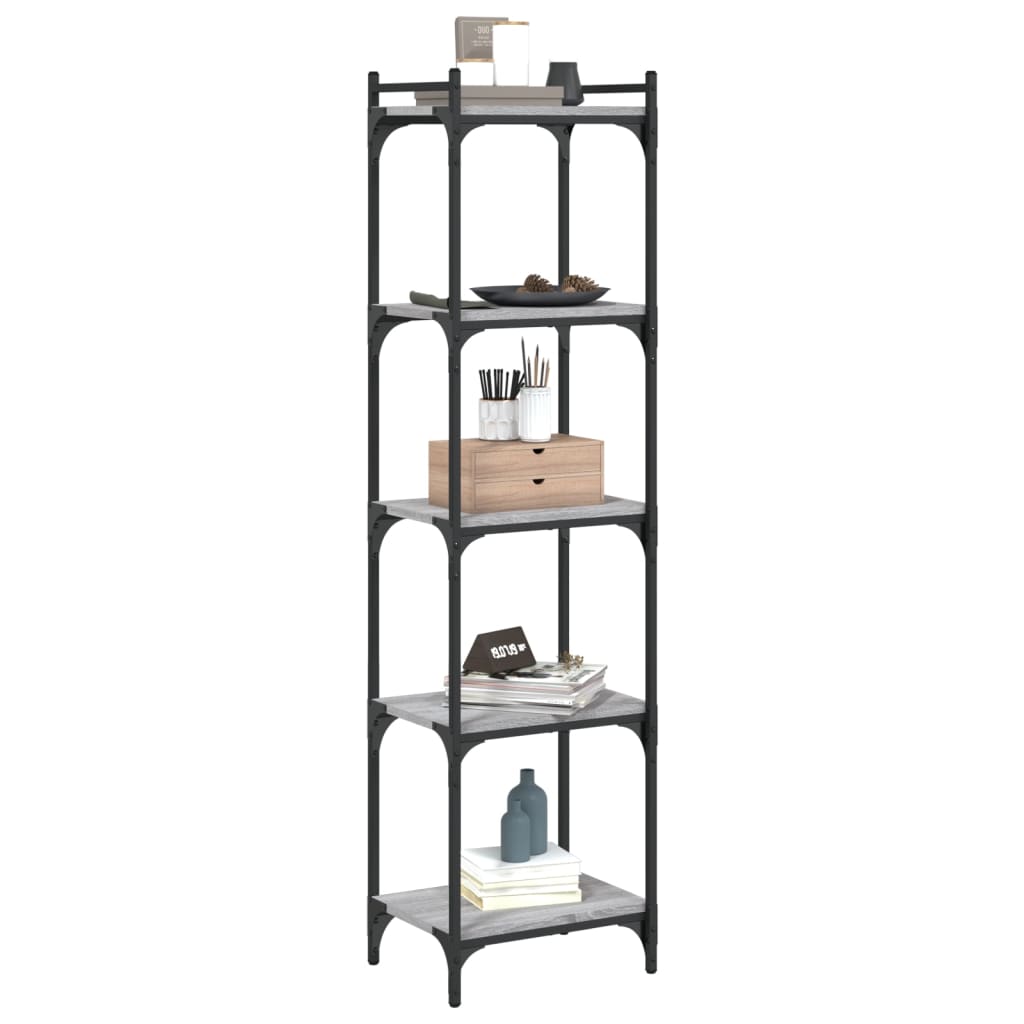 Bookcase 5 Shelves Grey Sonoma 40x30x154 cm Wood Material