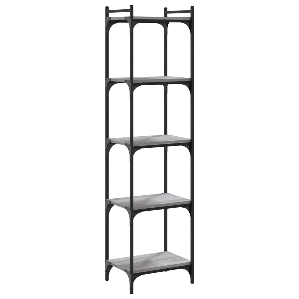 Bookcase 5 Shelves Grey Sonoma 40x30x154 cm Wood Material