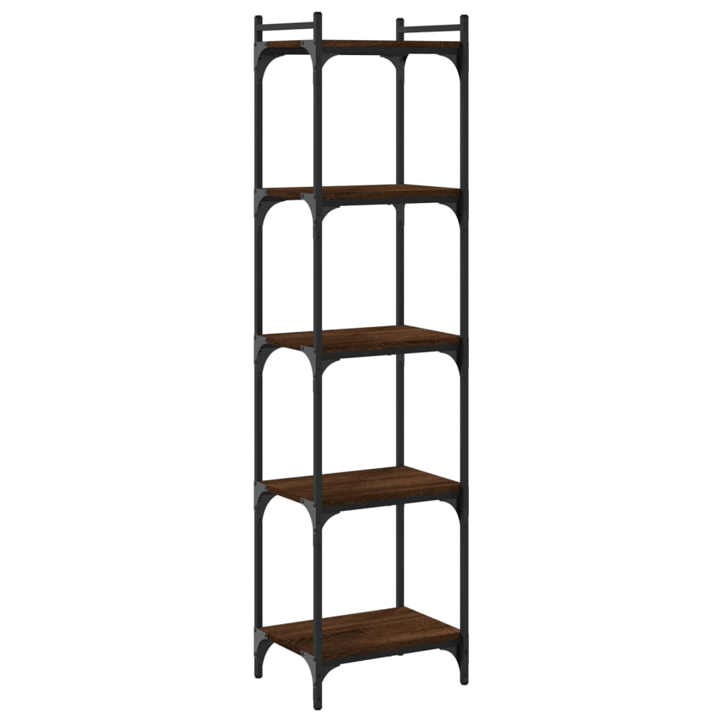 Bookcase 5 Shelves Brown Oak Look 40x30x154cm Wood Material