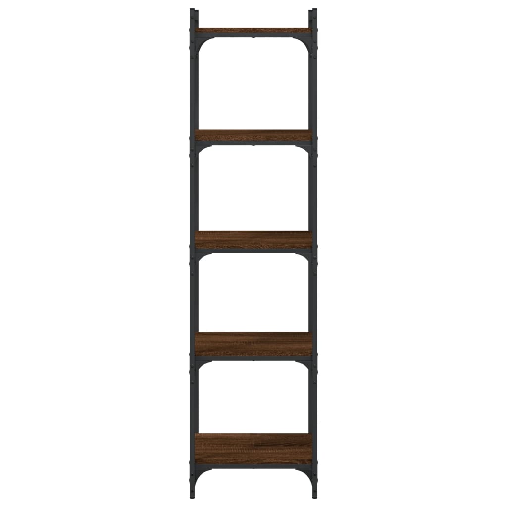 Bookcase 5 Shelves Brown Oak Look 40x30x154cm Wood Material